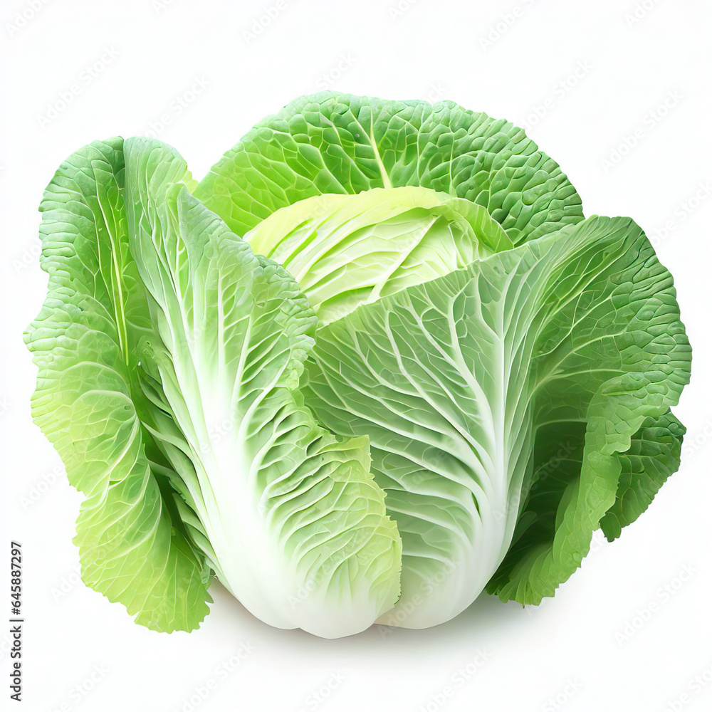 Obraz premium Cabbage isolated on white background. The clipping path is included in the file. Generative AI 