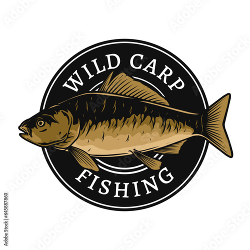 wild carp fishing badge logo template