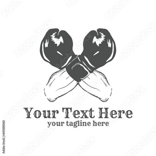Vintage Retro Crossed Boxing Gloves for Sport Club Icon Vector