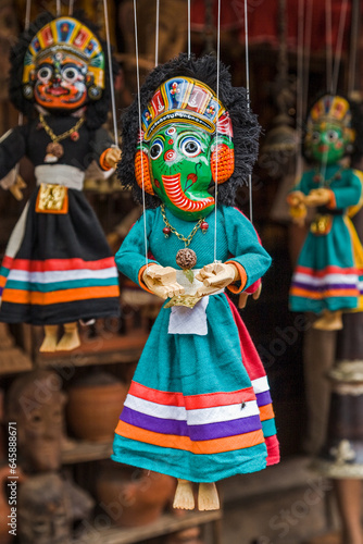 Souvenir Puppets for sell town of Bhaktapur near Kathmandu Nepal