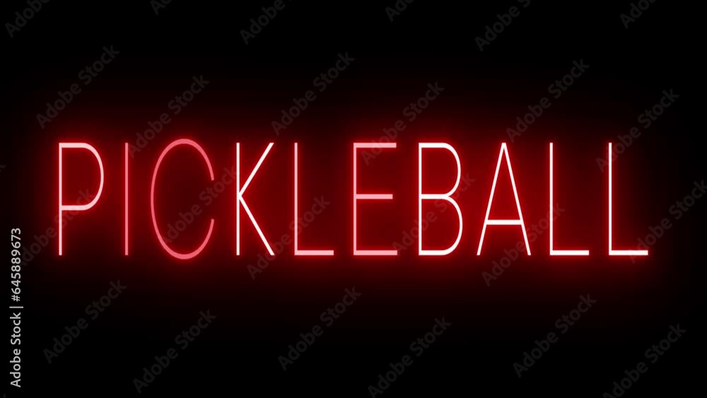 Red flickering and blinking animated neon sign for PICKLEBALL Red flickering and blinking animated neon sign for PICKLEBALL