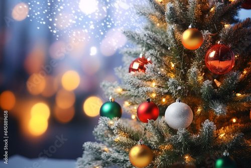 christmas tree and ball decorations