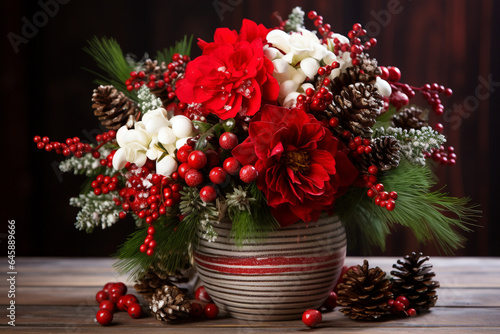 christmas bouquet of red flowers