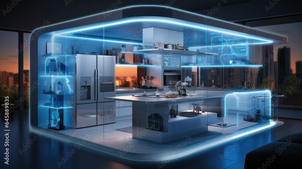 Smart home, Internet of Things with an image of a smart home.