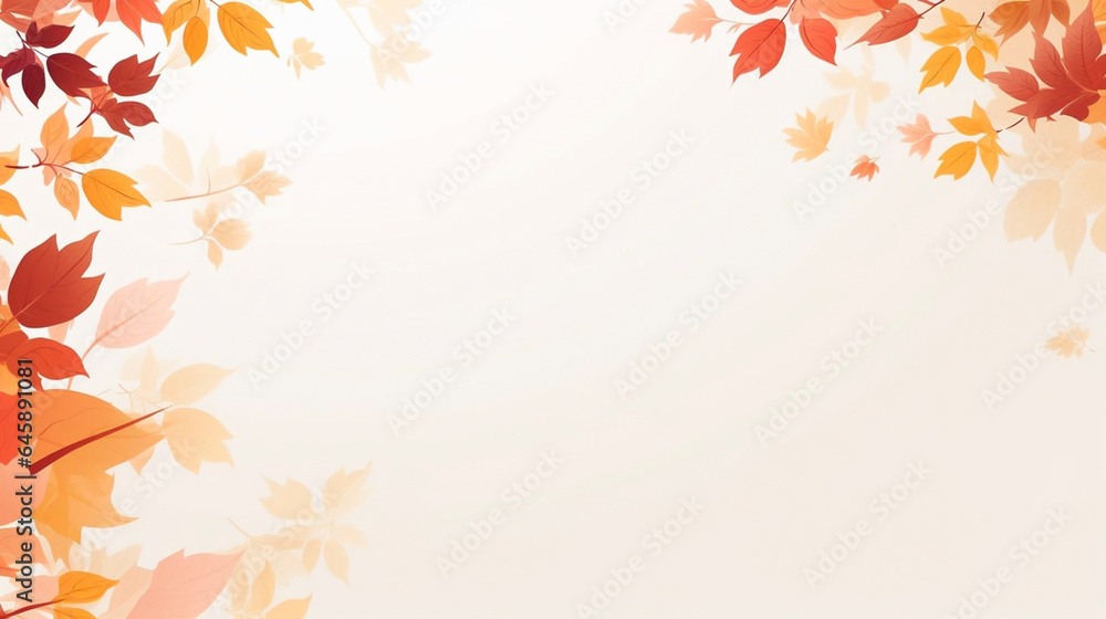 copy space, simple illustration, cop, background of autumn colored leafs. Autumn leaves isolated on white background. illustration, no text. Copy space is available.