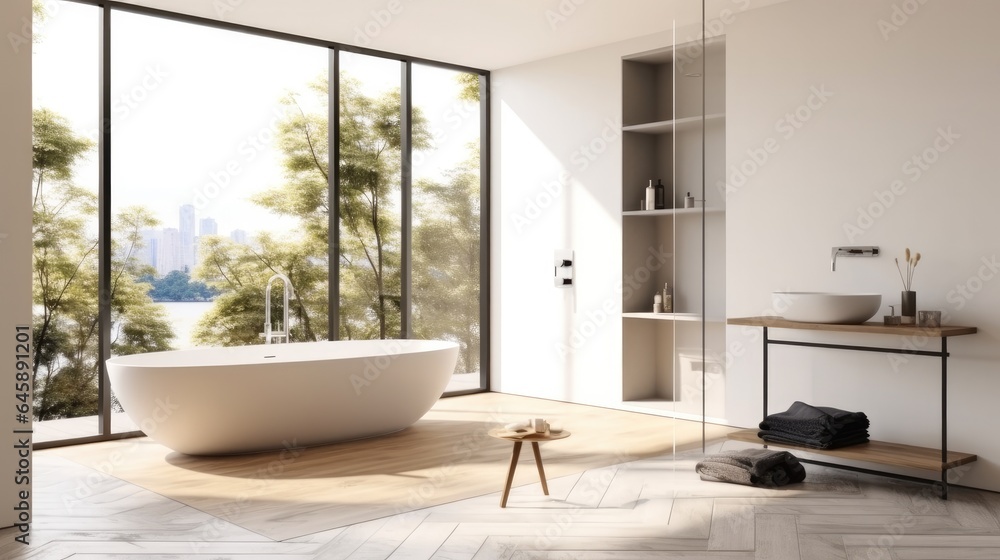 Fototapeta premium Luxury Bathroom Interior With Tub.