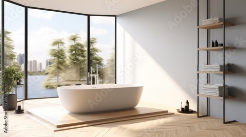 Luxury Bathroom Interior With Tub. © visoot