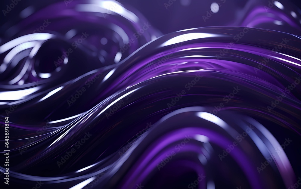 Abstract background of black neon waves mixed with purple colors