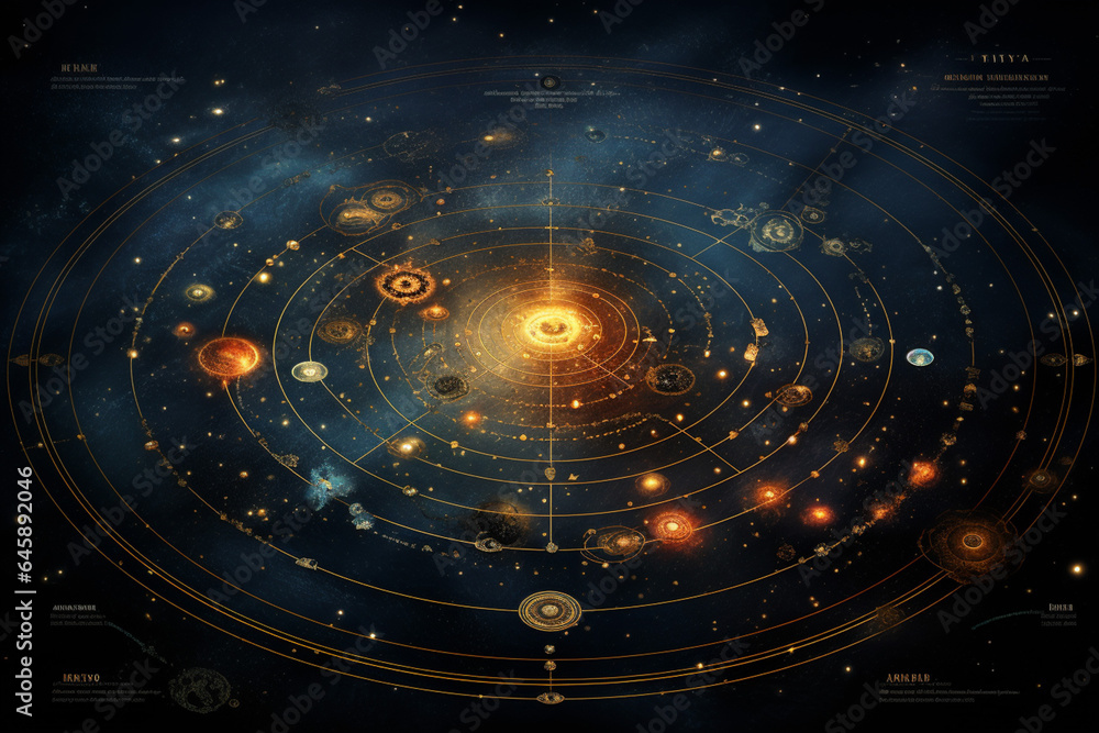 a star map for a fantasy universe, astrology - obrazy, fototapety, plakaty 