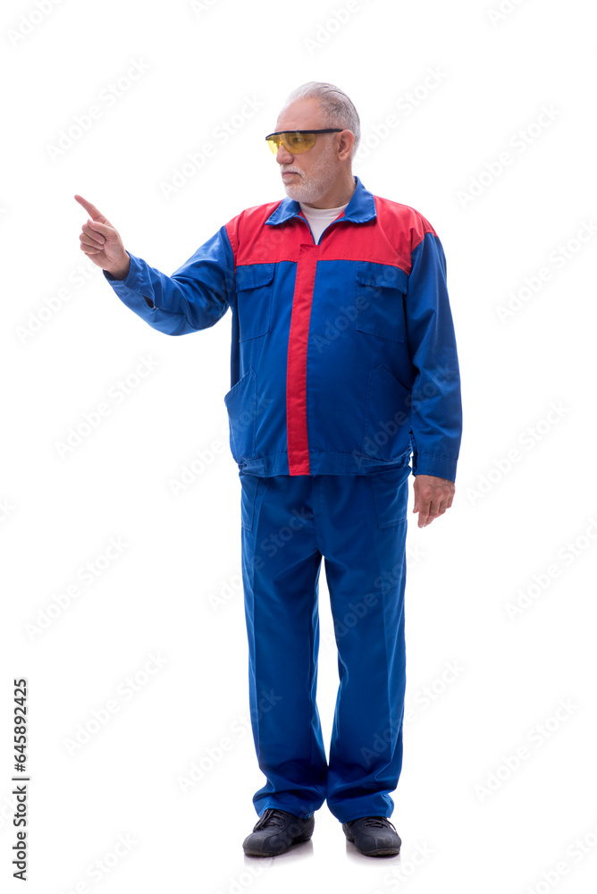 Old repairman isolated on white Old repairman isolated on white