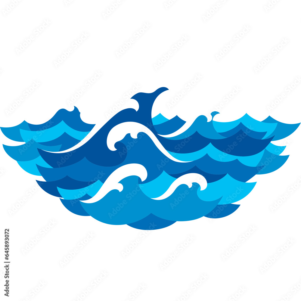 Fototapeta premium ocean sea wave scenic flat design vector illustration