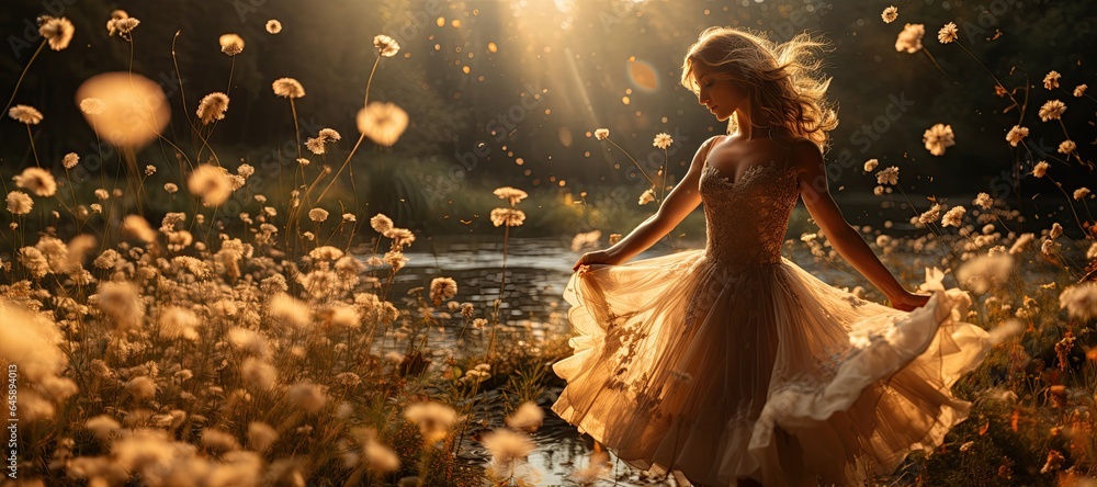 Fototapeta premium Portrait beautiful women posing in nature,Generated with AI