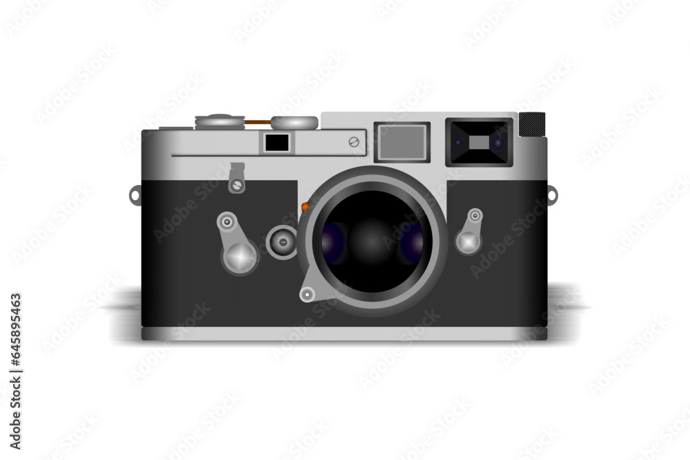 3d photo camera vector. 90s flash light camera.