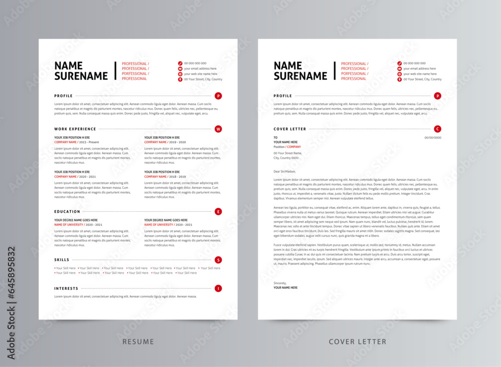 Resume Template, Professional Modern Resume Template, CV Template Stock ...