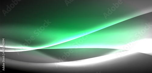 Neon-lit waves surge across background, mesmerizing dance of luminescence and motion. Dynamic backdrop captures essence of energy and modern aesthetics