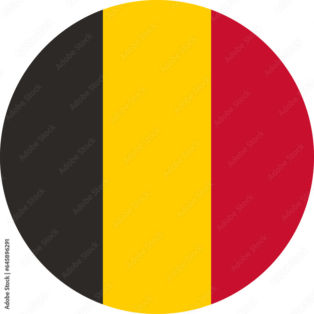 Fototapeta premium Belgium flag simple icon in round or circle shape on transparent background