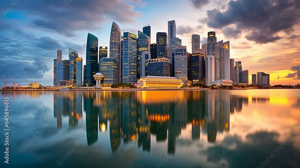 Singapore city skyline at dusk generative ai Singapore city skyline at dusk generative ai