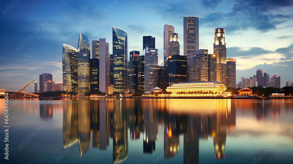 Singapore city skyline at dusk generative ai Singapore city skyline at dusk generative ai