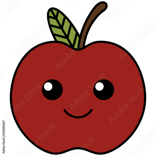 Cute Apple Fruit Cartoon Illustration Clipart Style. Clipart Object or Illustration Design Element
