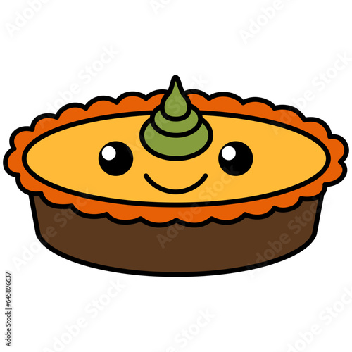 Cute Pie Cartoon Illustration Clipart Style. Clipart Object or Illustration Design Element
