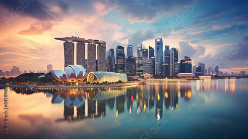 Singapore city skyline at dusk generative ai