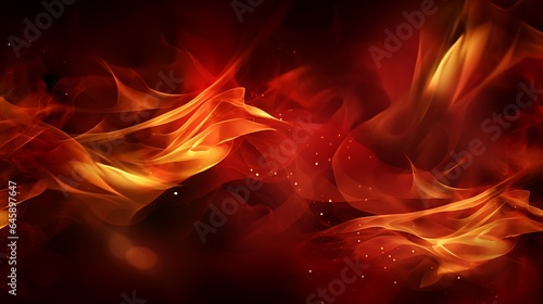 Luxury red fire and gold background. AI generative photo