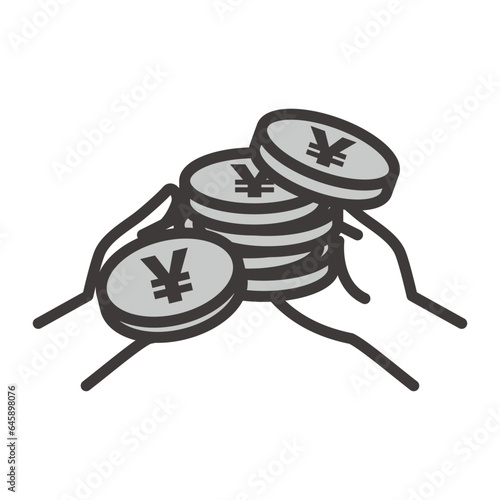 両手にいっぱいの円硬貨