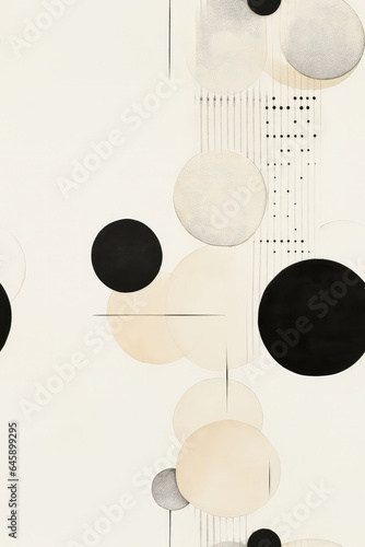 Black and beige circle Harmonious Juxtapositions. Quincunx Balance pattern arrangement photo