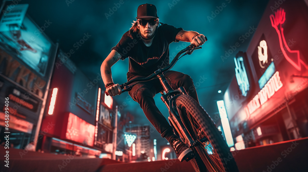 BMX Rider Catching Air in Skatepark