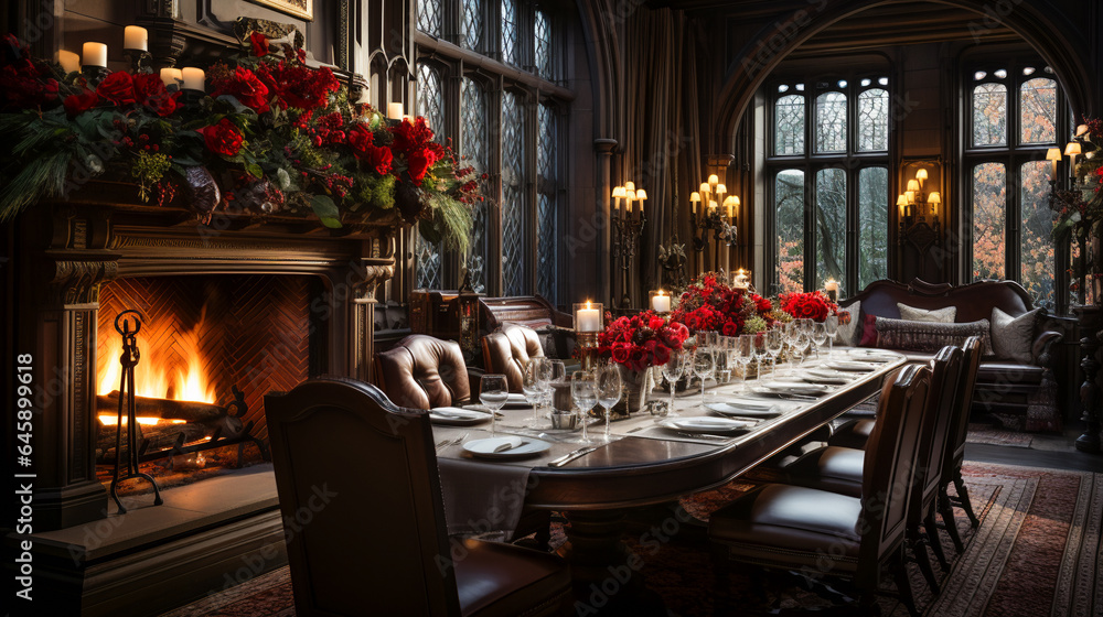Cozy Home for the Holidays. Christmas Table Cozy Home for the Holidays. Christmas Table