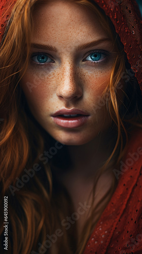 Graceful Woman with Freckles. Freckled Beauty