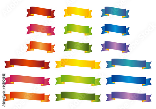 光沢のあるシンプルなリボンセット_波型01