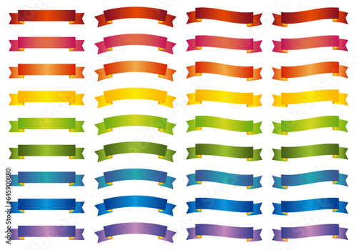 光沢のあるいろんな形のリボンセット