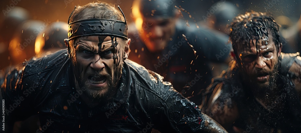 Rugby: Players in scrum caps and jerseys form a scrum, locked in a fierce battle for possession.Generated with AI Rugby: Players in scrum caps and jerseys form a scrum, locked in a fierce battle for possession.Generated with AI