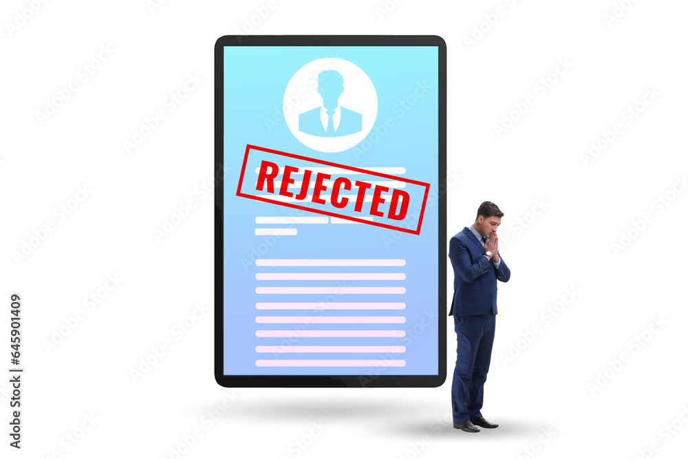 Man receiving rejection notice on his cv Man receiving rejection notice on his cv