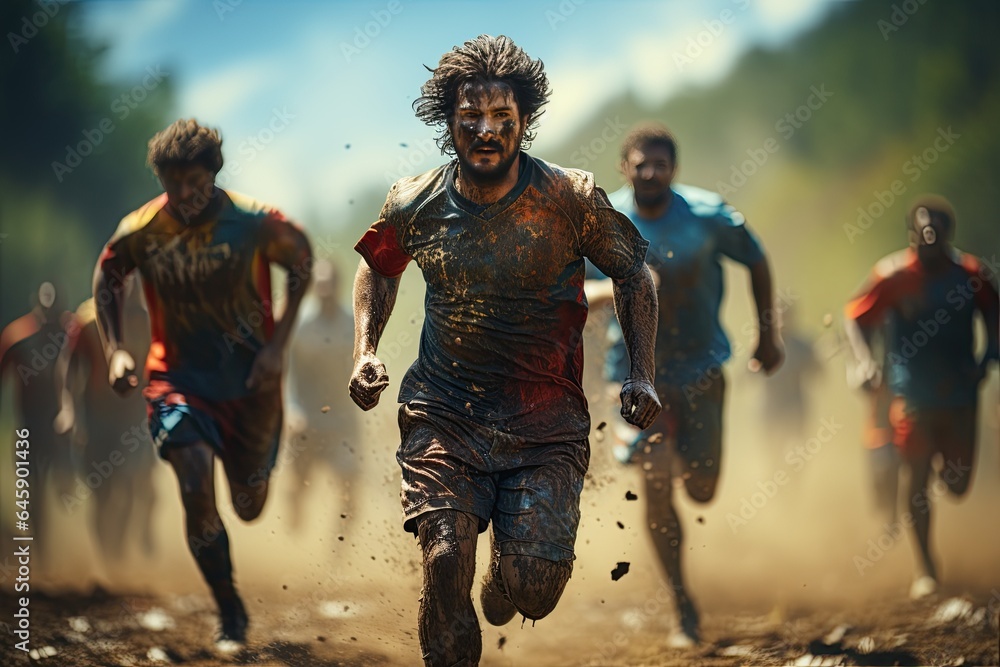 Soccer (Football): Players in colorful jerseys chase a soccer ball across a vibrant green field.Generated with AI Soccer (Football): Players in colorful jerseys chase a soccer ball across a vibrant green field.Generated with AI