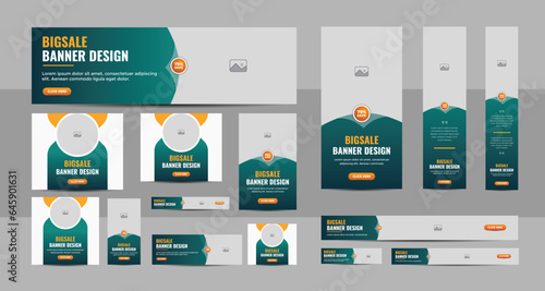 Web banner design template Set, Horizontal header web banner, Modern multicolor cover header background for website design, Social Media Cover ads banner, sale web banner, flyer layout set