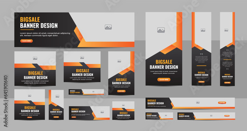 Web banner design template Set, Horizontal header web banner, Modern multicolor cover header background for website design, Social Media Cover ads banner