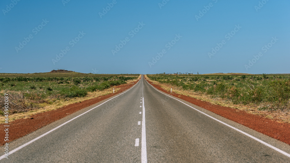Outback road in Western Australia along the Great Northern Hwy