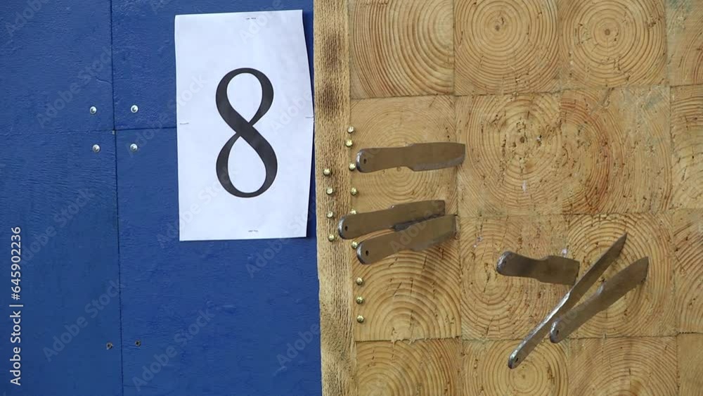 sports stands for throwing knives at a distance in competitions. Group