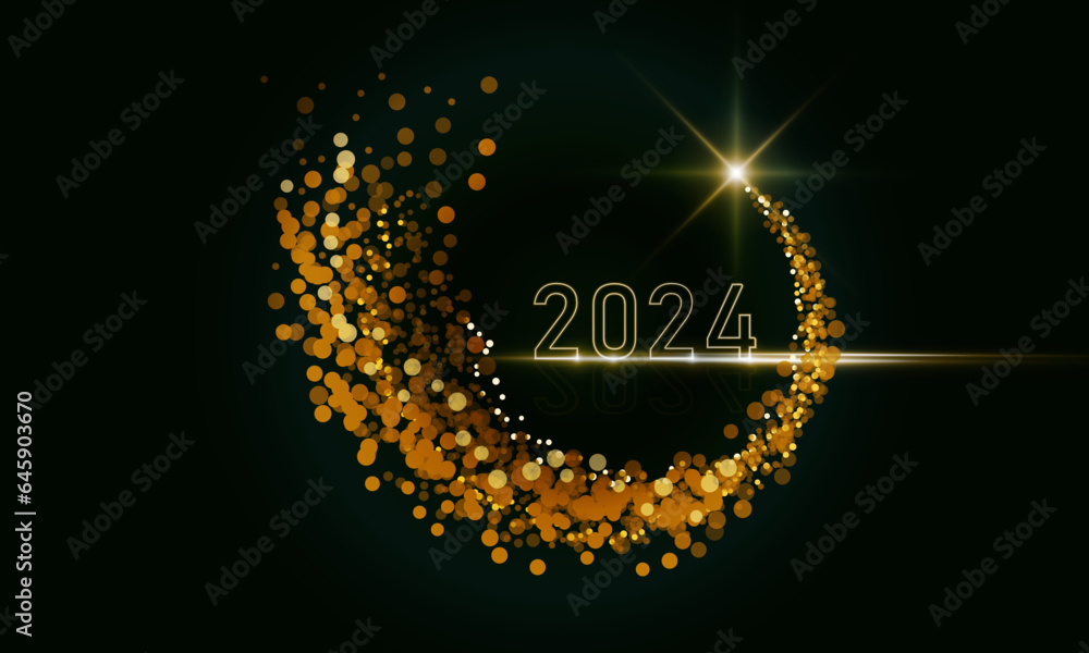 2024 neon Happy New Year gold Light out color background concept innovation background, vector design
