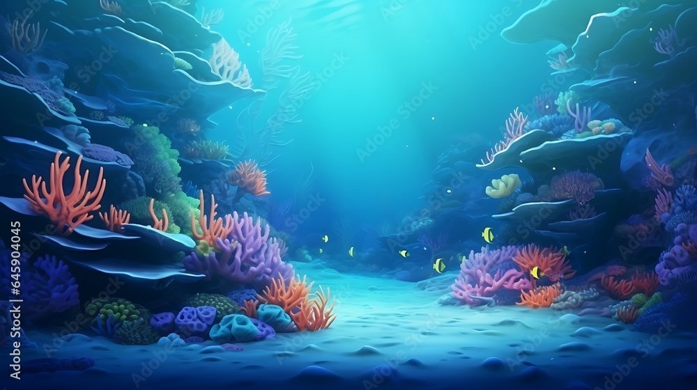 beautiful seabed background. Beauty coral reefs and fish, AI generative