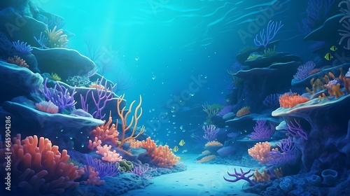 beautiful seabed background. Beauty coral reefs and fish, AI generative