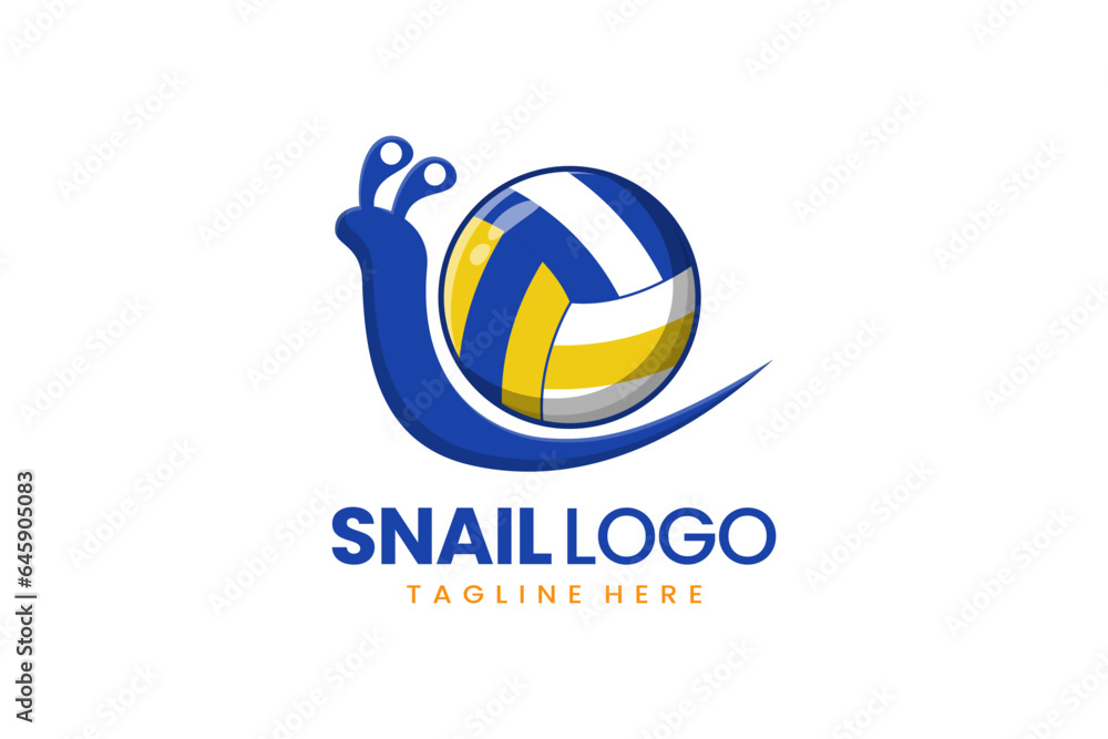 Flat modern simple logo snail volley ball logo template icon symbol vector design illustration Flat modern simple logo snail volley ball logo template icon symbol vector design illustration
