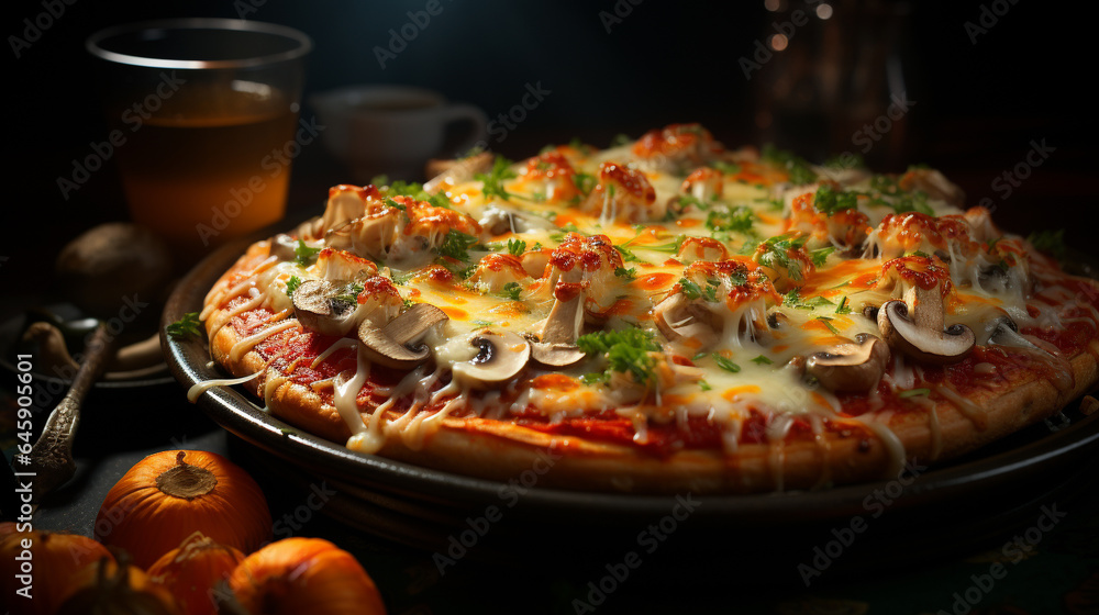 pizza with mushrooms and cheese UHD wallpaper Stock Photographic Image pizza with mushrooms and cheese UHD wallpaper Stock Photographic Image