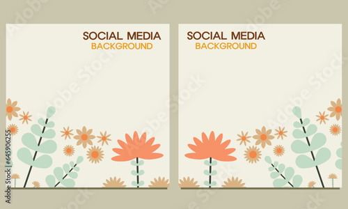 social media post background with natural floral ornament. Suitable for social media post, banner design and internet ads.