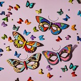Butterfly masks on confetti