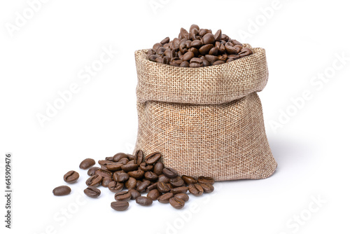 Roasted coffee bean on white background.