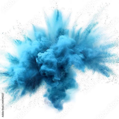 Blue powder explosion cloud on white background © Floare