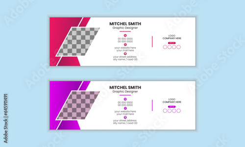 Creative email signature design template with different colors.
